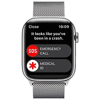 Apple Watch Series 8 45 mm (GPS + Cell) en acier inoxydable argenté et bracelet milanais argenté de TELUS - M/G - Financement mensuel