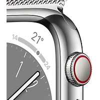 Apple Watch Series 8 45 mm (GPS + Cell) en acier inoxydable argenté et bracelet milanais argenté de TELUS - M/G - Financement mensuel