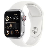 Apple Watch SE 40 mm (GPS + Cell) en aluminium argenté avec bracelet sport blanc (2022) de Freedom Mobile - Paiement Balance mensuel