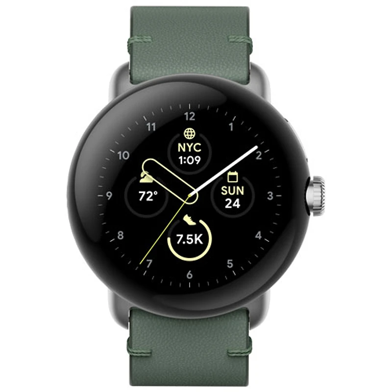 Bracelet en cuir classique pour montre Pixel Watch de Google - Lierre - Grand