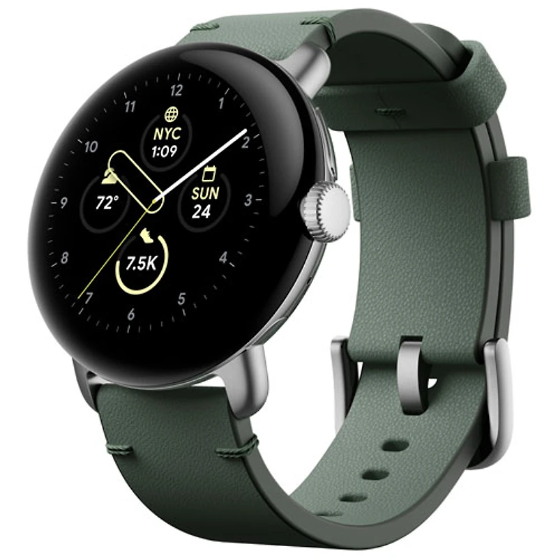 Bracelet en cuir classique pour montre Pixel Watch de Google - Lierre - Grand