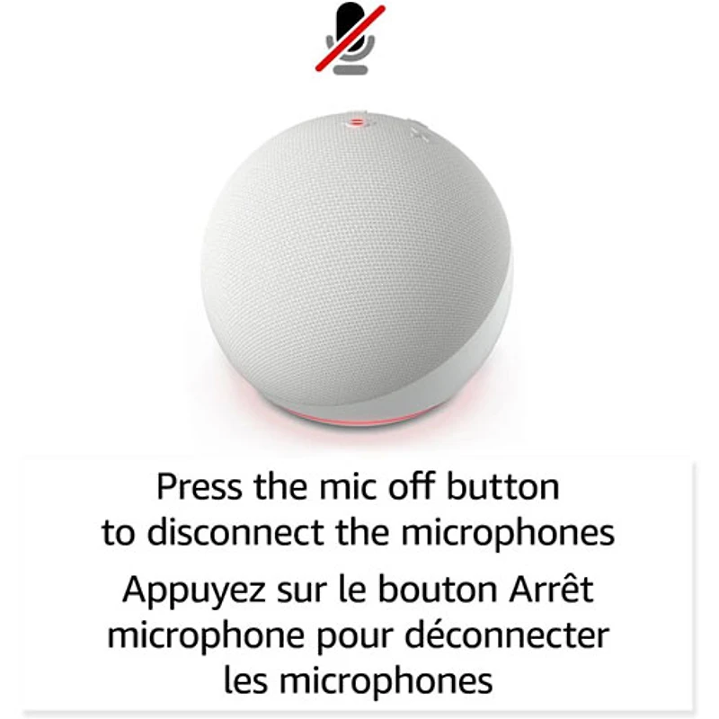 Haut-parleur intelligent Echo Dot d'Amazon (5e génération) avec Alexa - Blanc glacier