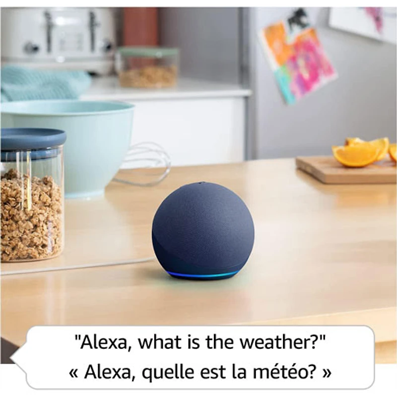 Haut-parleur intelligent Echo Dot d'Amazon (5e génération) avec Alexa - Blanc glacier