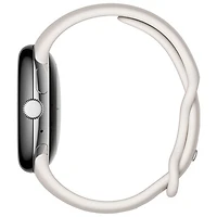 Montre Pixel Watch de Google (GPS + LTE) avec boîtier de 40 mm en acier inoxydable argent poli et bracelet sport craie