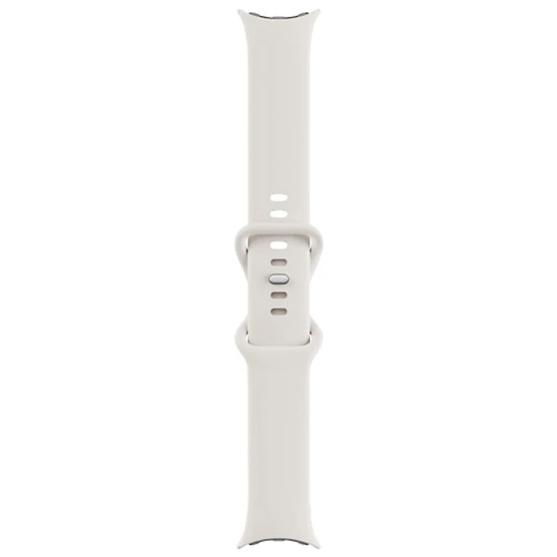 Montre Pixel Watch de Google (GPS + LTE) avec boîtier de 40 mm en acier inoxydable argent poli et bracelet sport craie