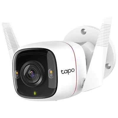 Caméra de surveillance d'extérieur résistant aux intempéries avec fil QHD 2K de 4 Mpx Tapo C320WS de TP-Link - Blanc