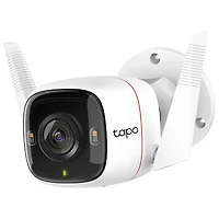 Caméra de surveillance d'extérieur résistant aux intempéries avec fil QHD 2K de 4 Mpx Tapo C320WS de TP-Link - Blanc