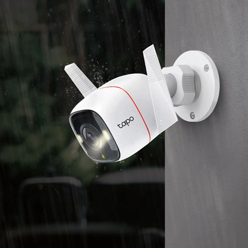 Caméra de surveillance d'extérieur résistant aux intempéries avec fil QHD 2K de 4 Mpx Tapo C320WS de TP-Link - Blanc