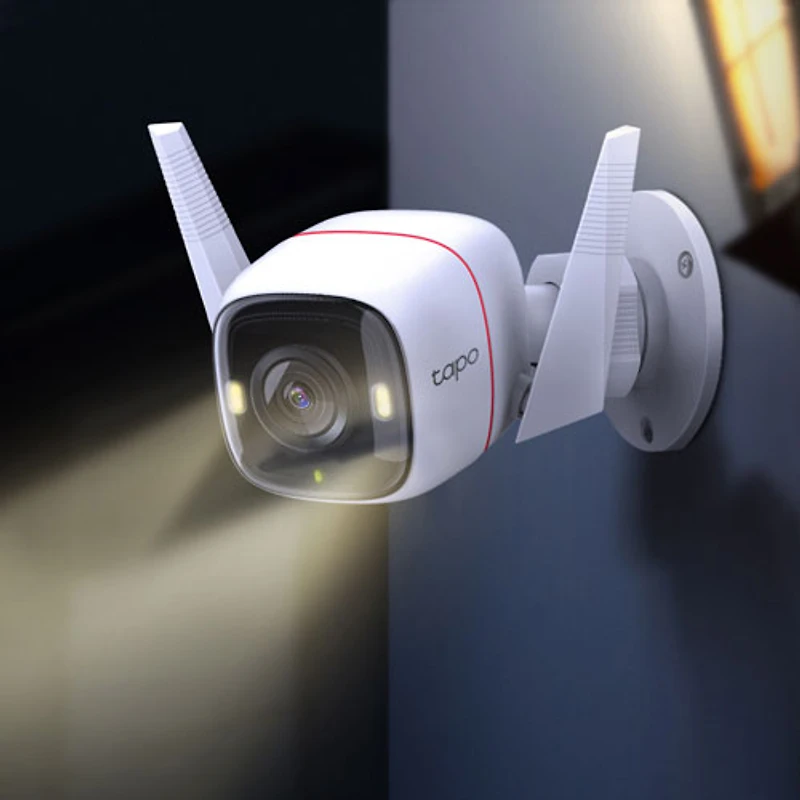 Caméra de surveillance d'extérieur résistant aux intempéries avec fil QHD 2K de 4 Mpx Tapo C320WS de TP-Link - Blanc