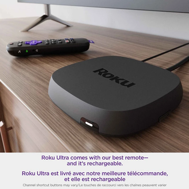 Lecteur Ultra 2022 4K/HDR/Dolby Vision de Roku, télécommande avec batterie rechargeable, commandes vocales mains libres, détecteur de télécommande perdue et écoute privée