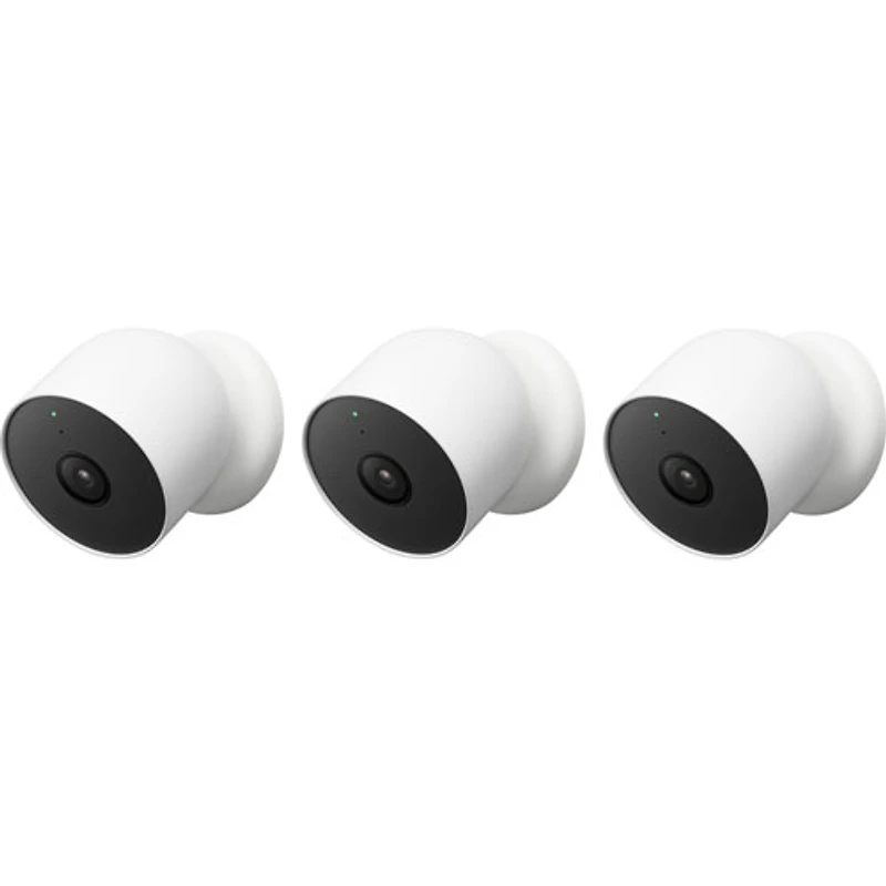 Caméra de surveillance intérieure/extérieure sans fil Nest Cam de Google - Paquet de 3 - Blanc