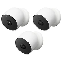 Caméra de surveillance intérieure/extérieure sans fil Nest Cam de Google - Paquet de 3 - Blanc
