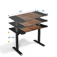 Bureau assis/debout électrique à hauteur réglable de 53 po de LjubLjana - Bois/Noir