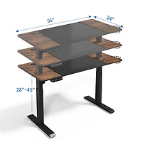 LjubLjana 53" Electric Height Adjustable Sit-Stand Desk - Black/Wood