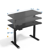 Bureau assis/debout électrique à hauteur réglable de 53 po de LjubLjana - Noir