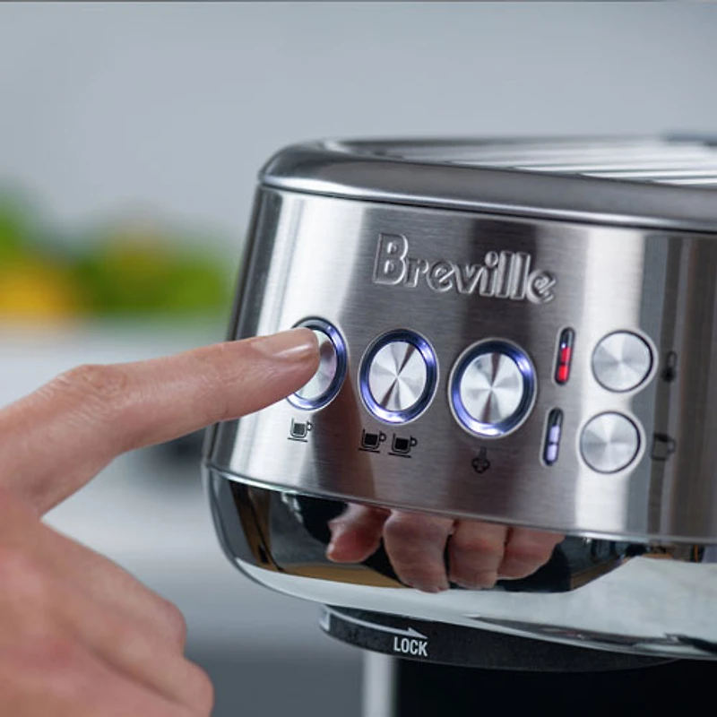 Refurbished (Good) - Breville Bambino Plus Automatic Espresso Machine - Black Stainless Steel - Remanufactured by Breville