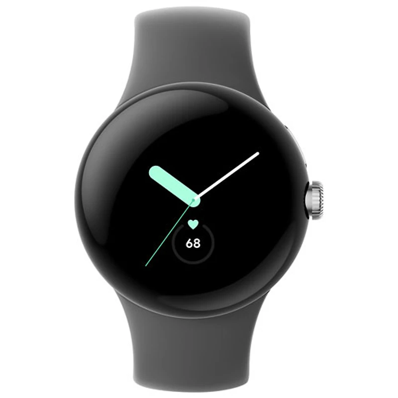 Montre Pixel Watch de Google (GPS + LTE) TELUS avec boîtier de 40 mm en acier inoxydable argenté et bracelet sport anthracite - Financement mensuel
