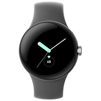 Montre Pixel Watch de Google (GPS + LTE) TELUS avec boîtier de 40 mm en acier inoxydable argenté et bracelet sport anthracite - Financement mensuel