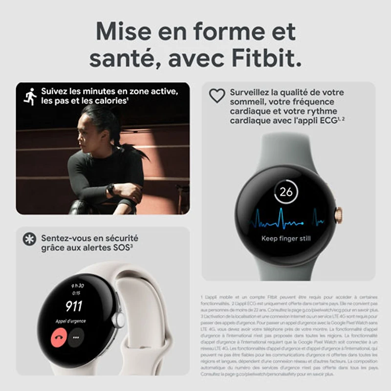 TELUS Google Pixel Watch (GPS + LTE) 40mm Black Stainless Steel Case w/ Obsidian Active Band - Monthly Financing