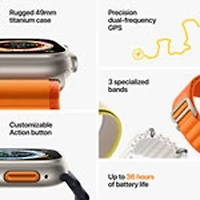 Apple Watch Ultra (GPS + connectivité cellulaire) avec boîtier de 49 mm en titane et bracelet alpin orange offert par Bell - Grand