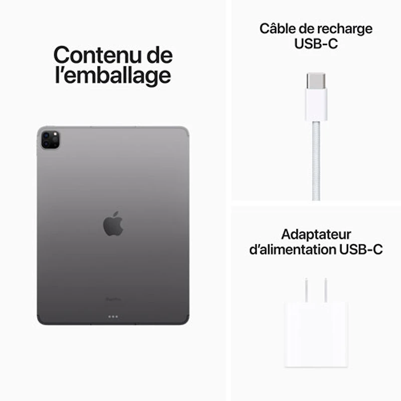 iPad Pro de 12,9 po de 2 To d'Apple Wi-Fi et 5G avec TELUS (6e génération) - Gris cosmique - Financement mensuel