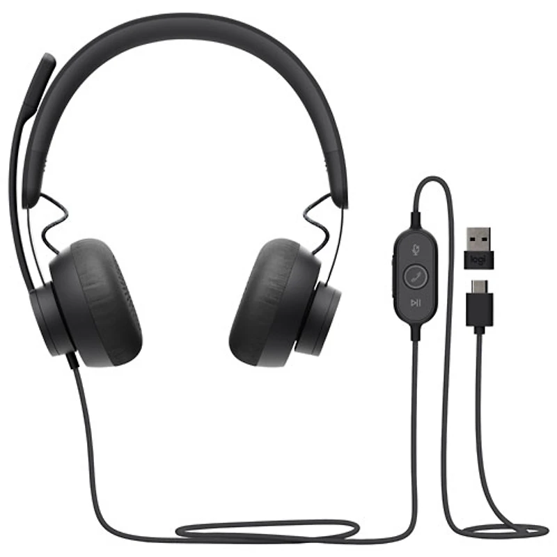 Casque d'écoute avec fil à suppression du bruit Zone 750 de Logitech - Graphite