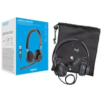 Casque d'écoute avec fil à suppression du bruit Zone 750 de Logitech - Graphite