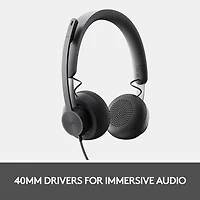 Casque d'écoute avec fil à suppression du bruit Zone 750 de Logitech - Graphite