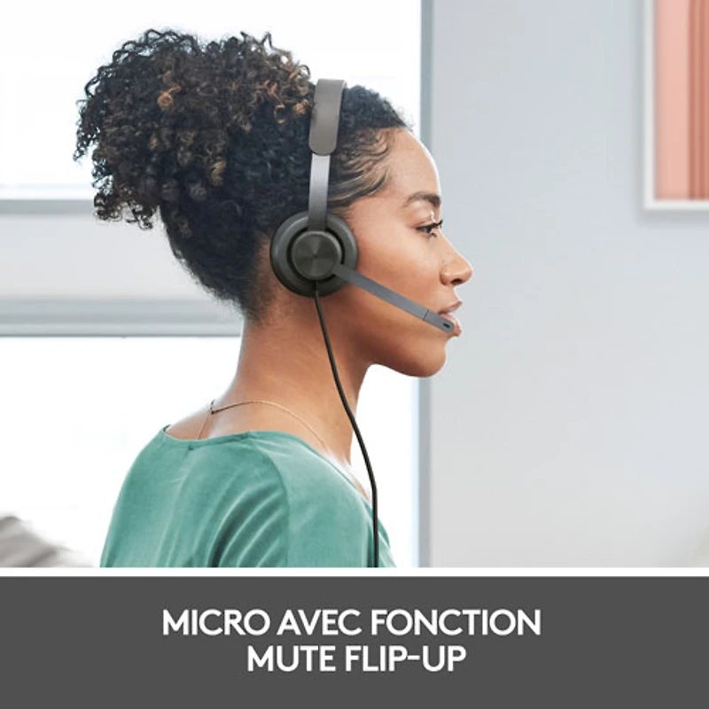 Casque d'écoute avec fil à suppression du bruit Zone 750 de Logitech - Graphite