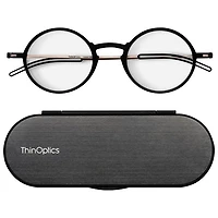 ThinOptics Manhattan Reading Glasses with Milano Case - 1.5 Strength - Black