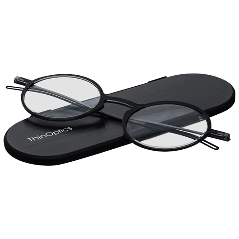 ThinOptics Manhattan Reading Glasses with Milano Case - 1.5 Strength - Black