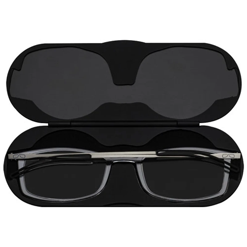 ThinOptics Brooklyn Reading Glasses with Milano Case - 1.5 Strength - Clear