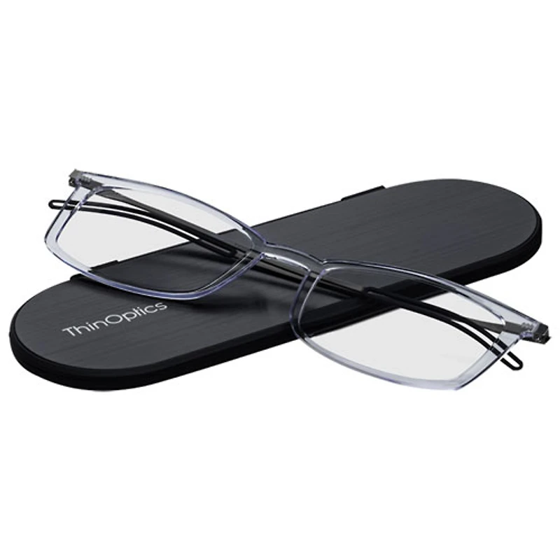 ThinOptics Brooklyn Reading Glasses with Milano Case - 1.5 Strength - Clear