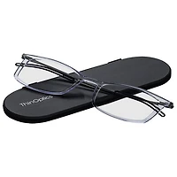 ThinOptics Brooklyn Reading Glasses with Milano Case - 1.5 Strength - Clear