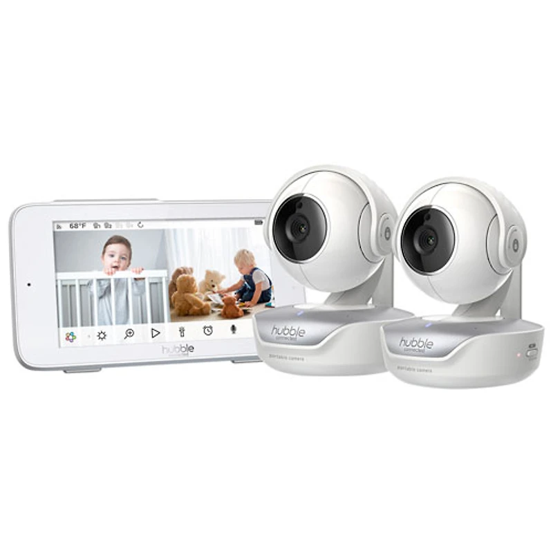 Interphone de surveillance intelligent de 5 po Nursery Pal Deluxe Twin de Hubble avec vision nocturne et communication bidirectionnelle (HCTNPDL2-CA)