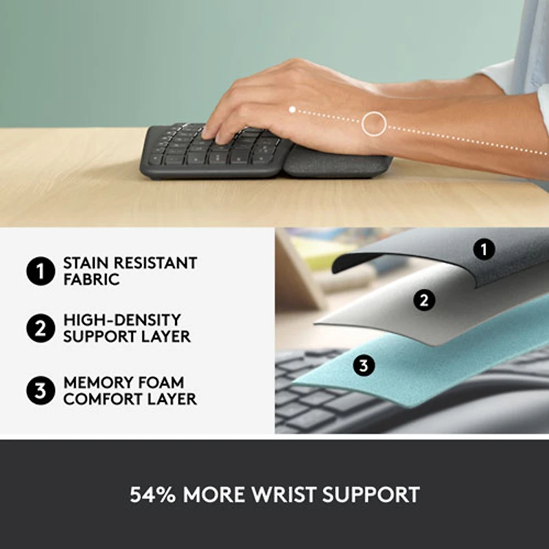 Clavier ergonomique Bluetooth ERGO K860 de Logitech - Graphite