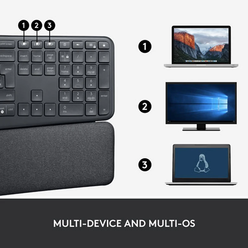Clavier ergonomique Bluetooth ERGO K860 de Logitech - Graphite