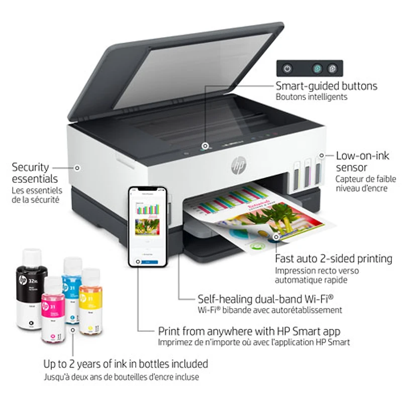 Imprimante à jet d'encre tout-en-un sans fil Supertank Smart Tank 6001 de HP - Jusqu'à 2 ans d'encre inclus*