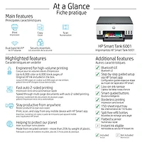 Imprimante à jet d'encre tout-en-un sans fil Supertank Smart Tank 6001 de HP - Jusqu'à 2 ans d'encre inclus*