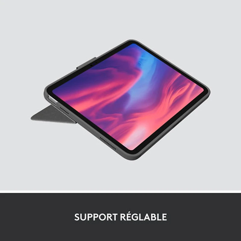 Étui-clavier Combo Touch avec pavé tactile et clavier résistant aux éclaboussures de Logitech pour iPad (10e génération et puce A16) - Gris Oxford