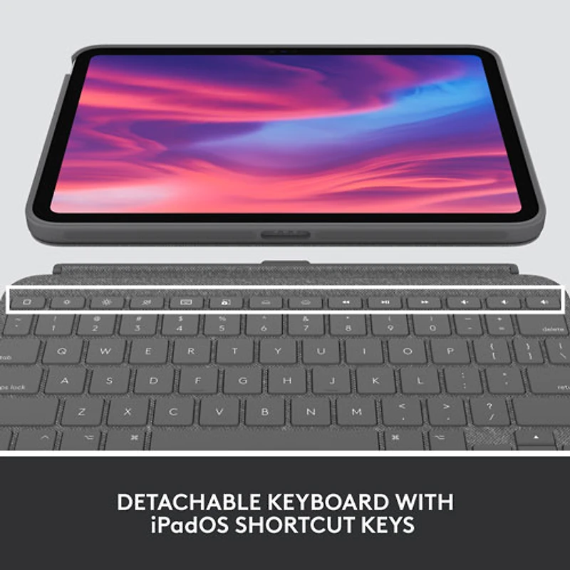 Étui-clavier Combo Touch avec pavé tactile et clavier résistant aux éclaboussures de Logitech pour iPad (10e génération et puce A16) - Gris Oxford