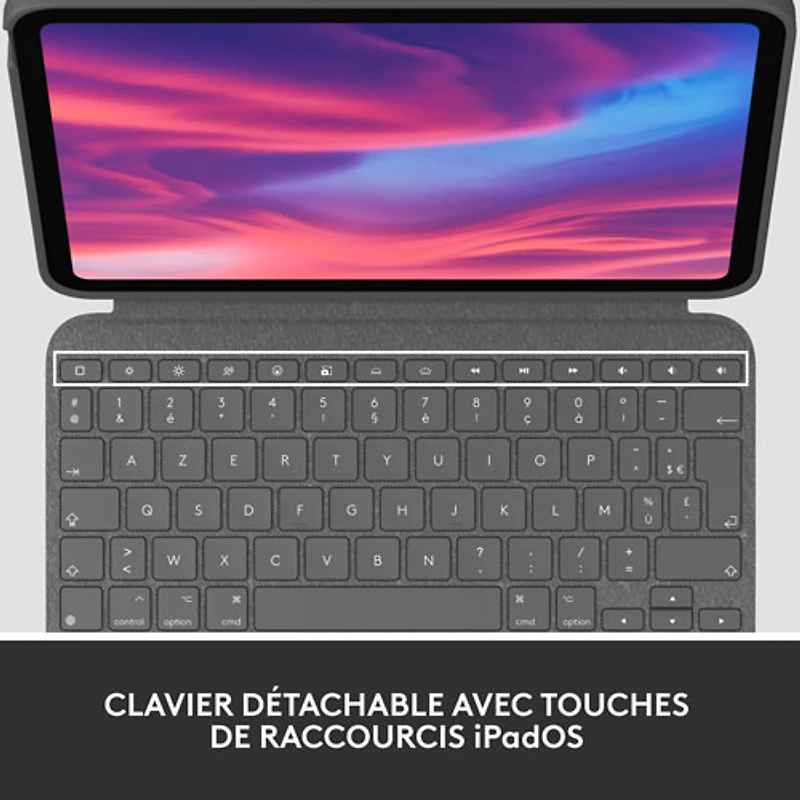 Étui-clavier Combo Touch avec pavé tactile et clavier résistant aux éclaboussures de Logitech pour iPad (10e génération et puce A16) - Gris Oxford