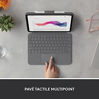 Étui-clavier Combo Touch avec pavé tactile et clavier résistant aux éclaboussures de Logitech pour iPad (10e génération et puce A16) - Gris Oxford