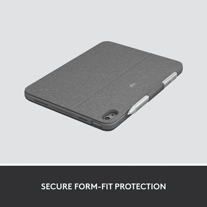 Étui-clavier Combo Touch avec pavé tactile et clavier résistant aux éclaboussures de Logitech pour iPad (10e génération et puce A16) - Gris Oxford