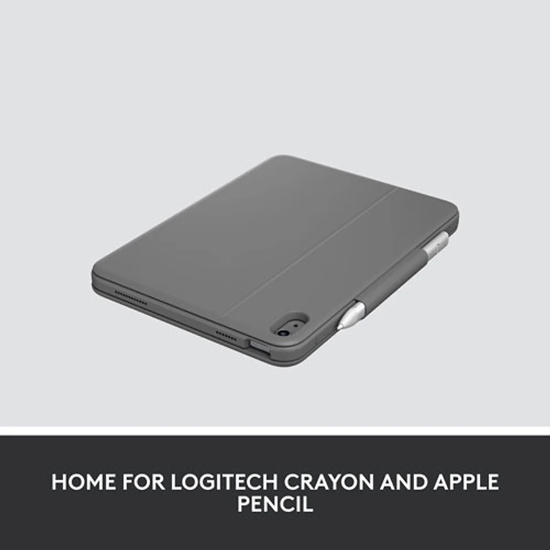 Étui-clavier Rugged Folio avec clavier résistant aux éclaboussures de Logitech pour iPad (10e génération et puce A16) - Gris Oxford