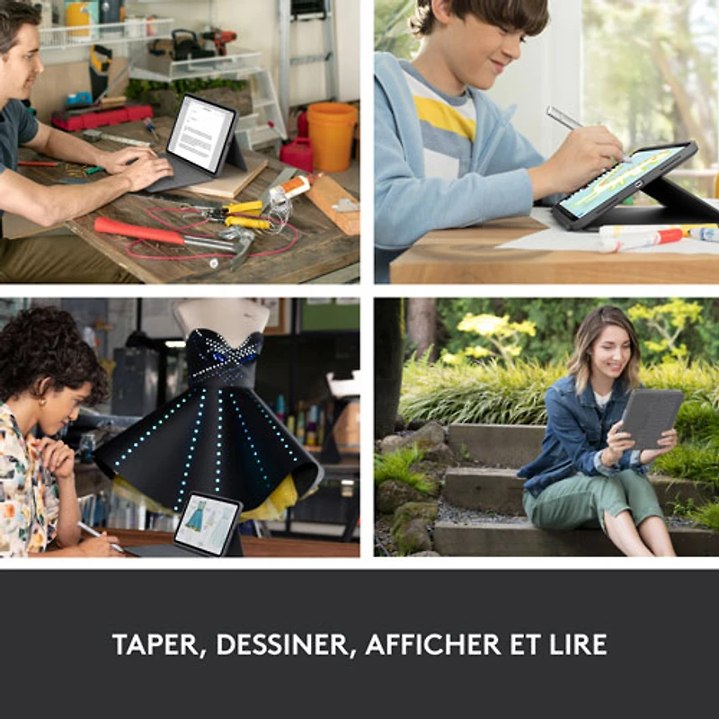 Étui-clavier Rugged Folio avec clavier résistant aux éclaboussures de Logitech pour iPad (10e génération et puce A16) - Gris Oxford