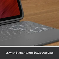 Étui-clavier Rugged Folio avec clavier résistant aux éclaboussures de Logitech pour iPad (10e génération et puce A16) - Gris Oxford