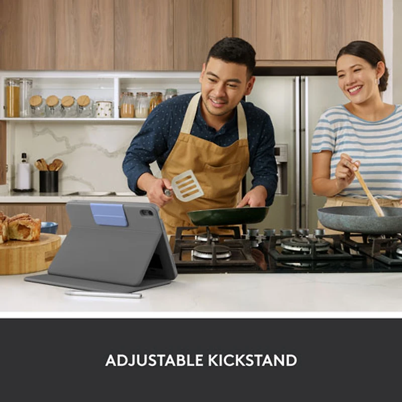 Étui-clavier Rugged Folio avec clavier résistant aux éclaboussures de Logitech pour iPad (10e génération et puce A16) - Gris Oxford