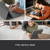 Étui-clavier Slim Folio avec clavier Bluetooth intégré de Logitech pour iPad (10e génération et puce A16) - Gris Oxford