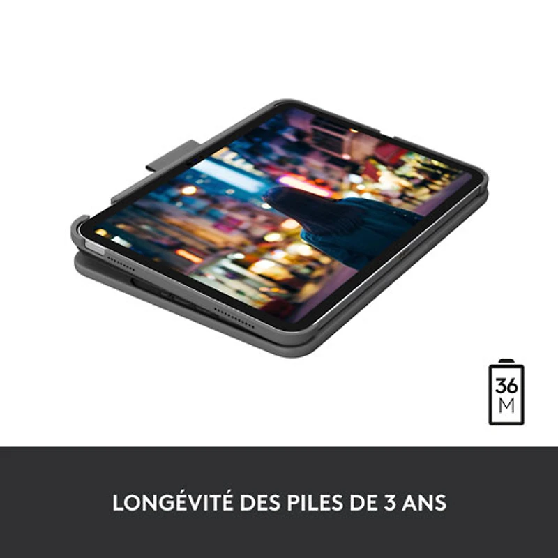 Étui-clavier Slim Folio avec clavier Bluetooth intégré de Logitech pour iPad (10e génération et puce A16) - Gris Oxford